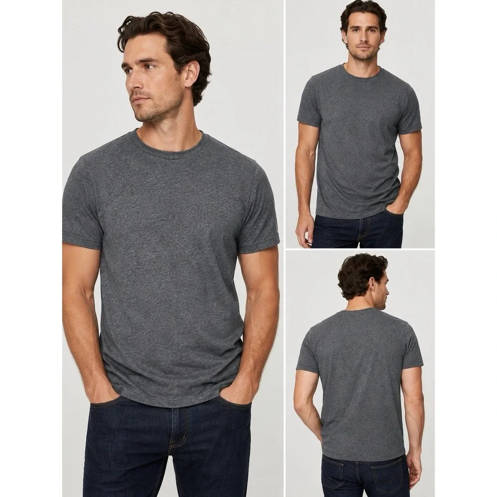 Banana Republic Luxe Touch Performance Tee Gray Crew Neck T Shirt Mens M Cotton